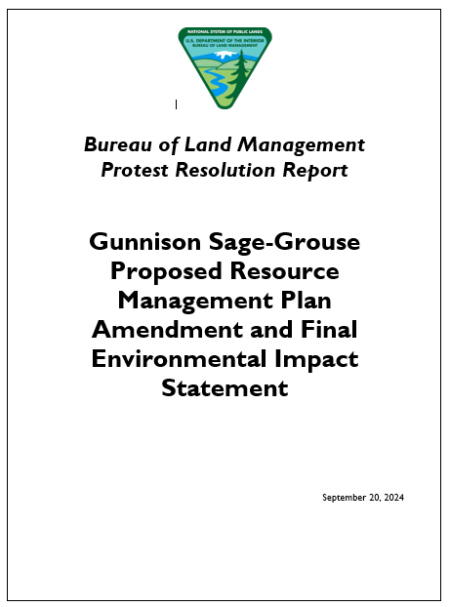 Gunnison Sage-Grouse Protest Report Cover