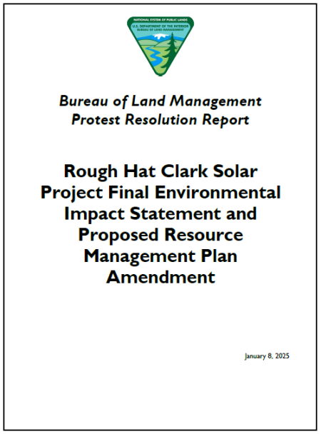 Rough Hat Clark Solar Project FEIS and PRMPA Protest Resolution Report Cover