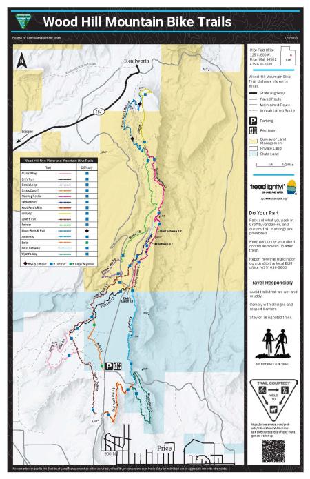 BLM Utah Wood Hill Mountain Bike Trails Map