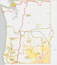 screenshot of an external map showing BLM national conservation lands in Oregon and Washington
